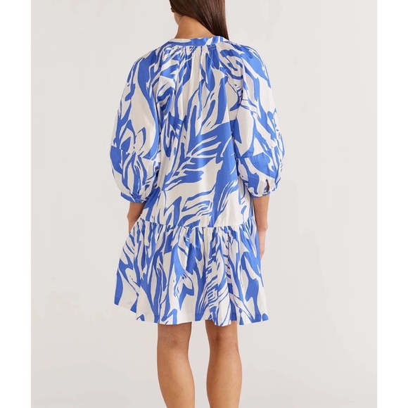 Staple the Label Mariella Smock Blue and White Patterned Dress - Picture 3 of 16